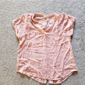 Women's Pink V-Neck Short Sleeve Top